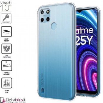 Silikoninis dėklas 1.0 mm storio - permatomas (Realme C21Y/C25Y)